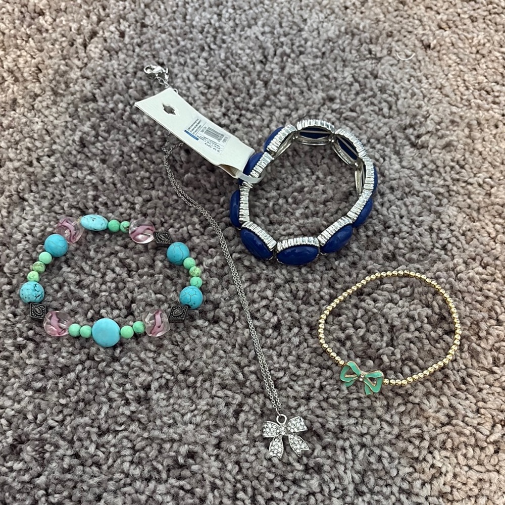 Colorful Bracelet Set with bow necklace